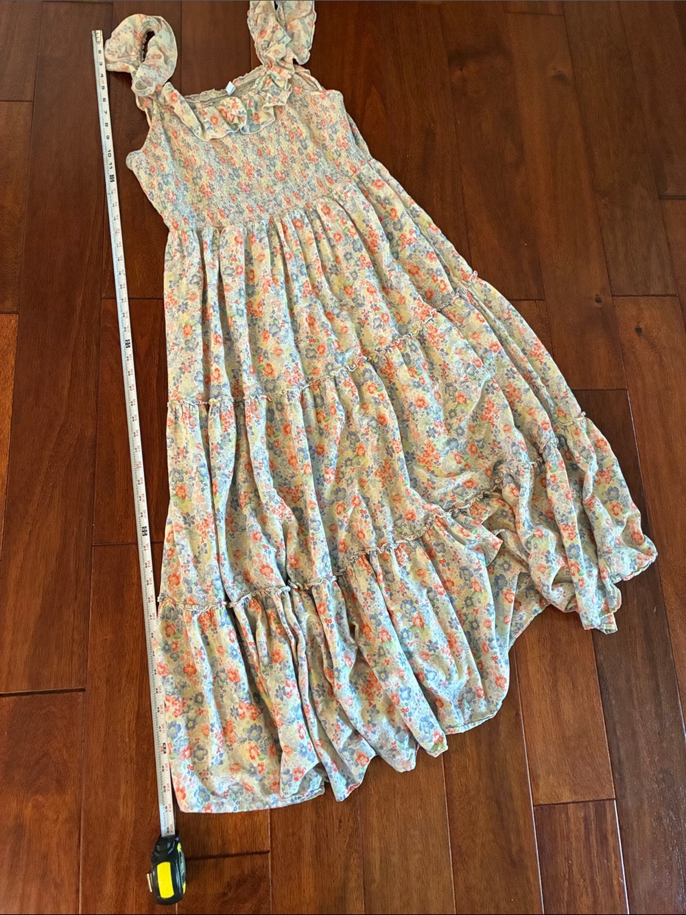 Old Navy Floral Ruffle Maxi Dress in Light Blue & Peach - Picture 5 of 8